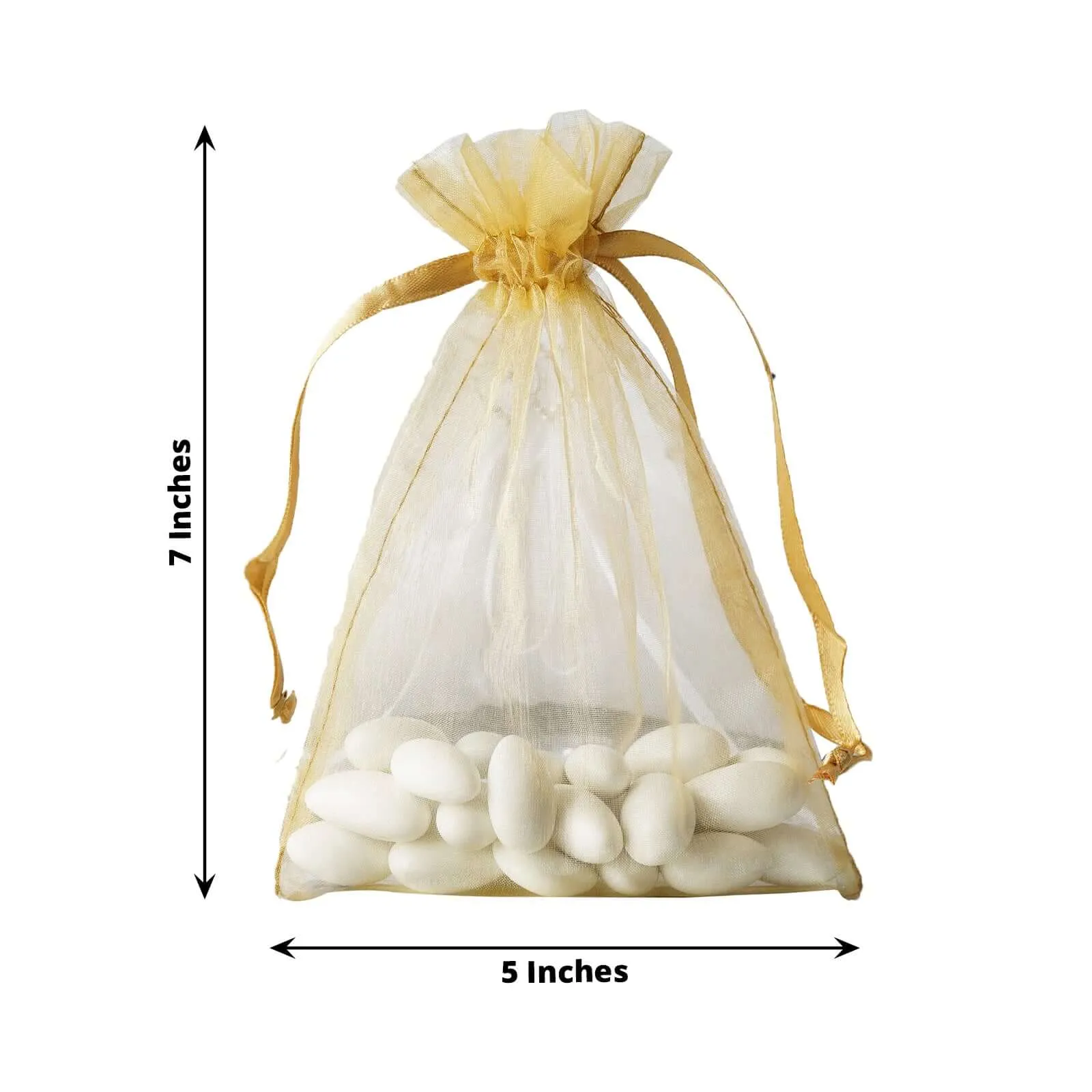 10 Pack 5"x7" Gold Organza Drawstring Wedding Party Favor Gift Bags