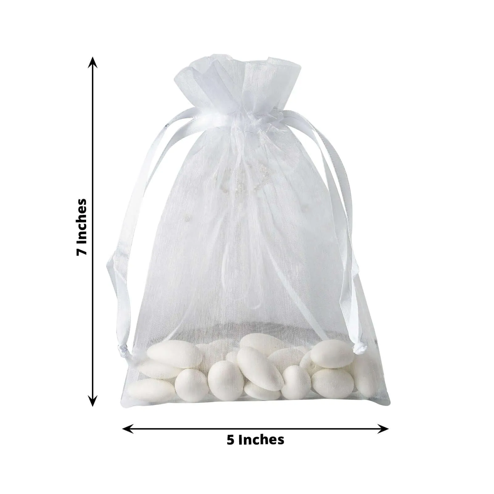 10 Pack 5"x7" White Organza Drawstring Wedding Party Favor Gift Bags