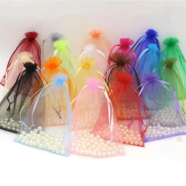 10 Pack 5"x7" White Organza Drawstring Wedding Party Favor Gift Bags