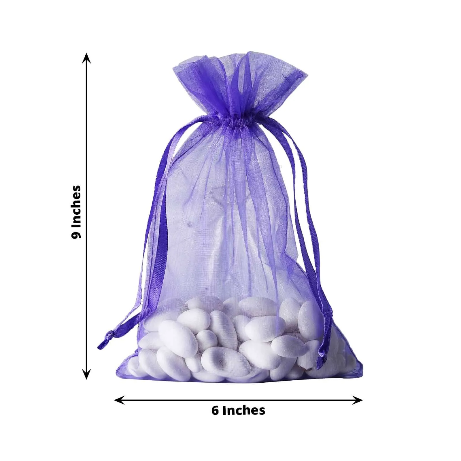 10 Pack 6"x9" Purple Organza Drawstring Wedding Party Favor Gift Bag