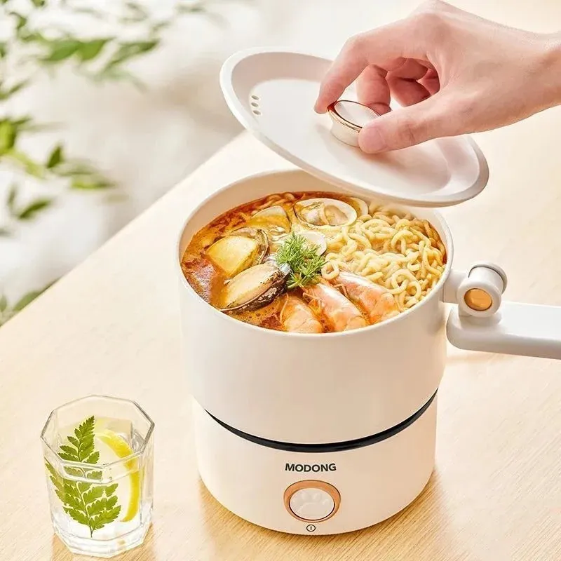 110V 220V Electric Cooking Pot 2L Folding Hotpot Multicooker Fried Pan Rice Cooker Non-stick Electric Skillet for Travel