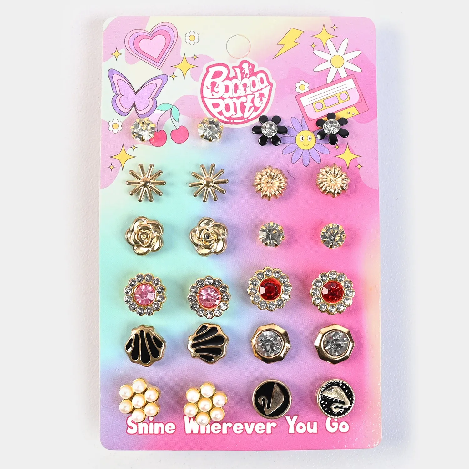 12 Pairs Charming Ears Studs/Tops For Girls