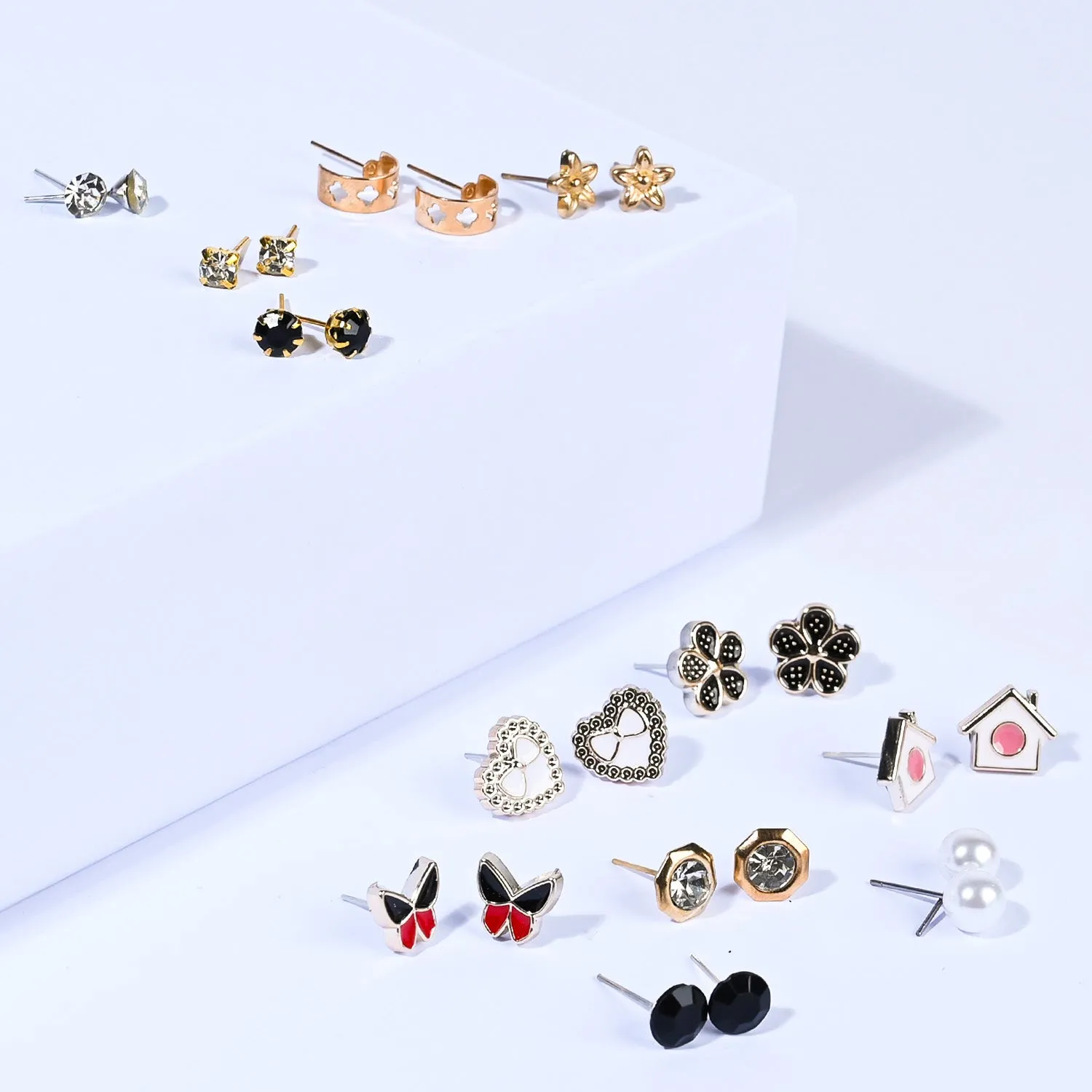 12 Pairs Charming Ears Studs/Tops For Girls