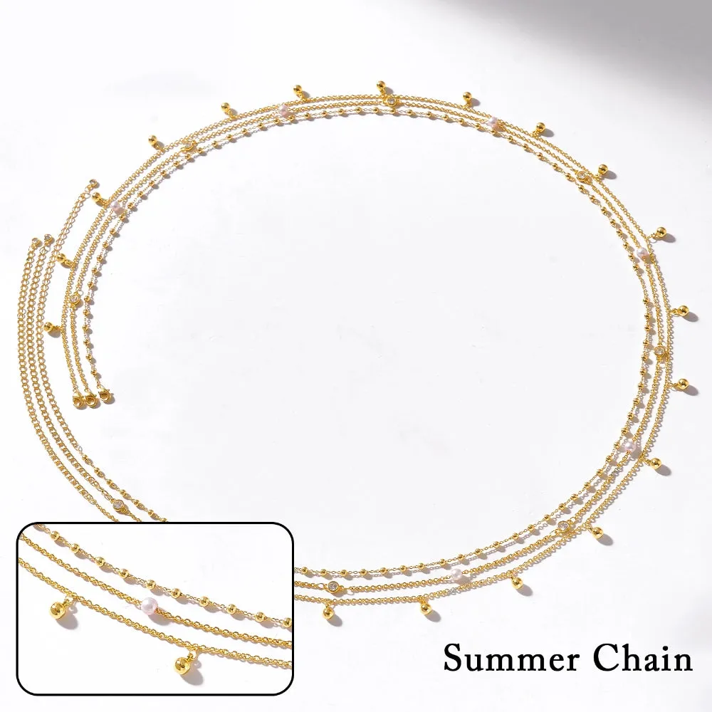 14K Gold Adjustable Sexy Waist Body Chains- Round Ball