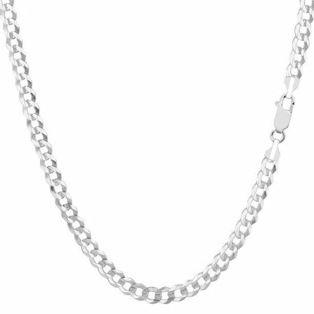 14K Solid White Gold 2mm Cuban Link Chain Necklace