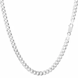 14K Solid White Gold 2mm Cuban Link Chain Necklace