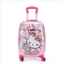 16 Inch Kid'S Lovely Travel Luggage, Children Hello Kitty Trolley Luggage With Universal Wheel,