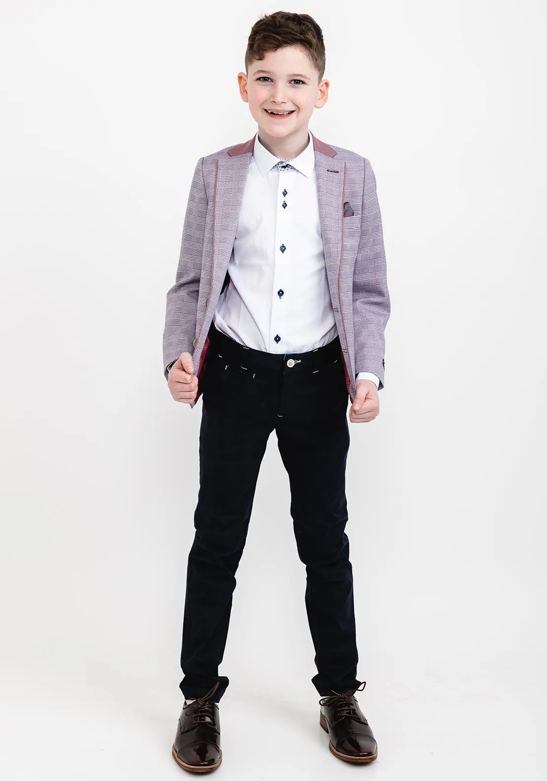 1880 Club Boys Tivoli 15146 Check Jacket, Dusty Pink