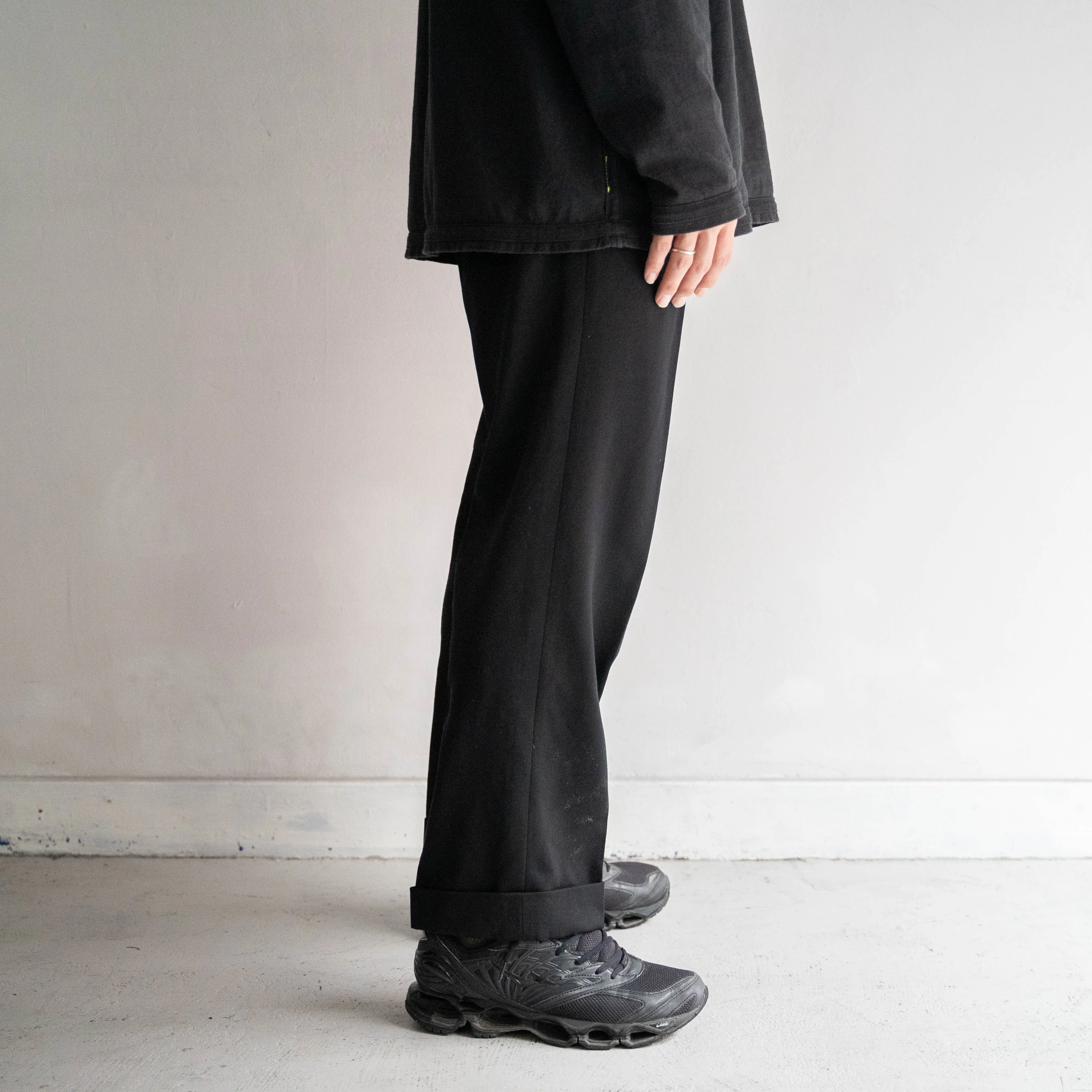 1980s Japan vintage black wool slacks -middle weight