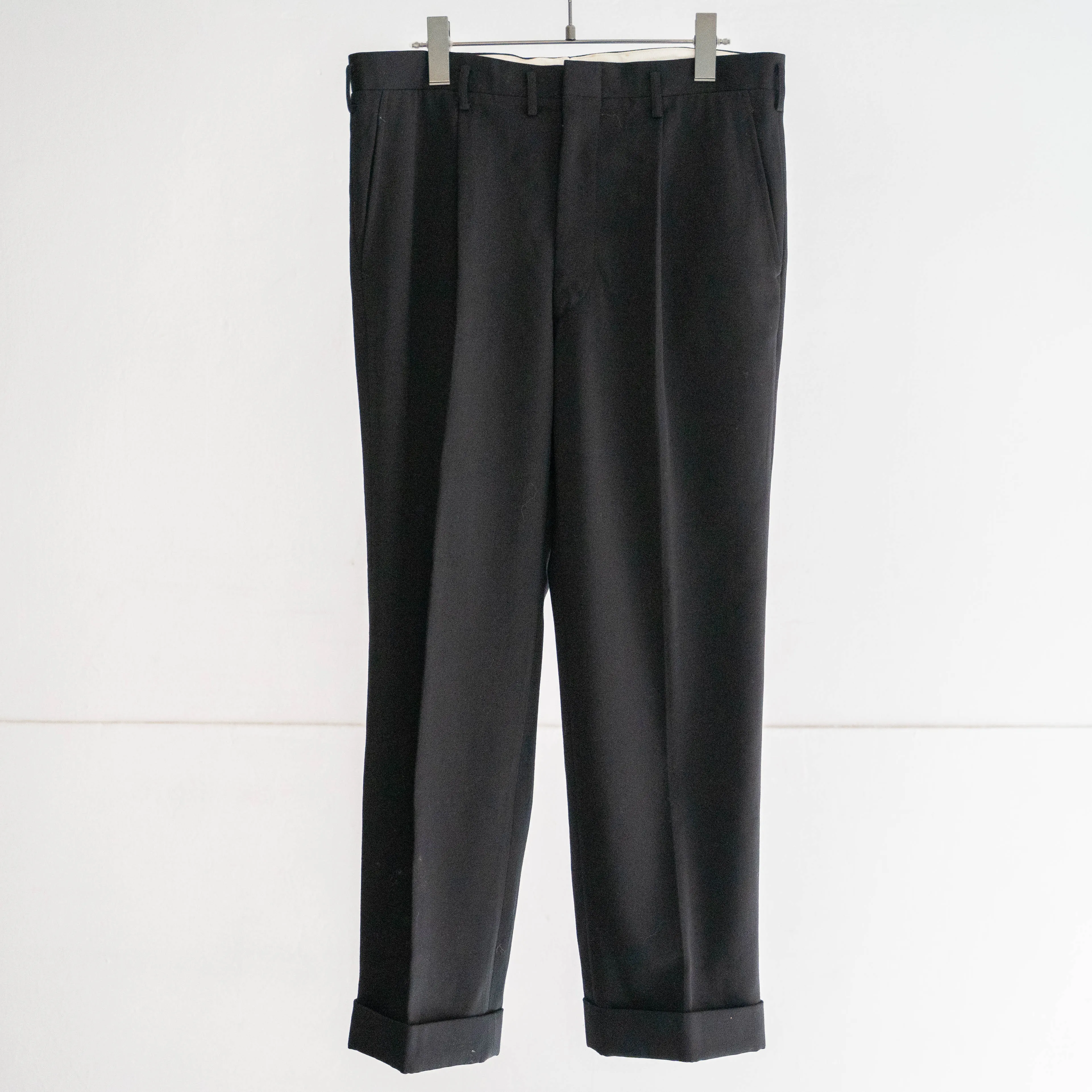 1980s Japan vintage black wool slacks -middle weight