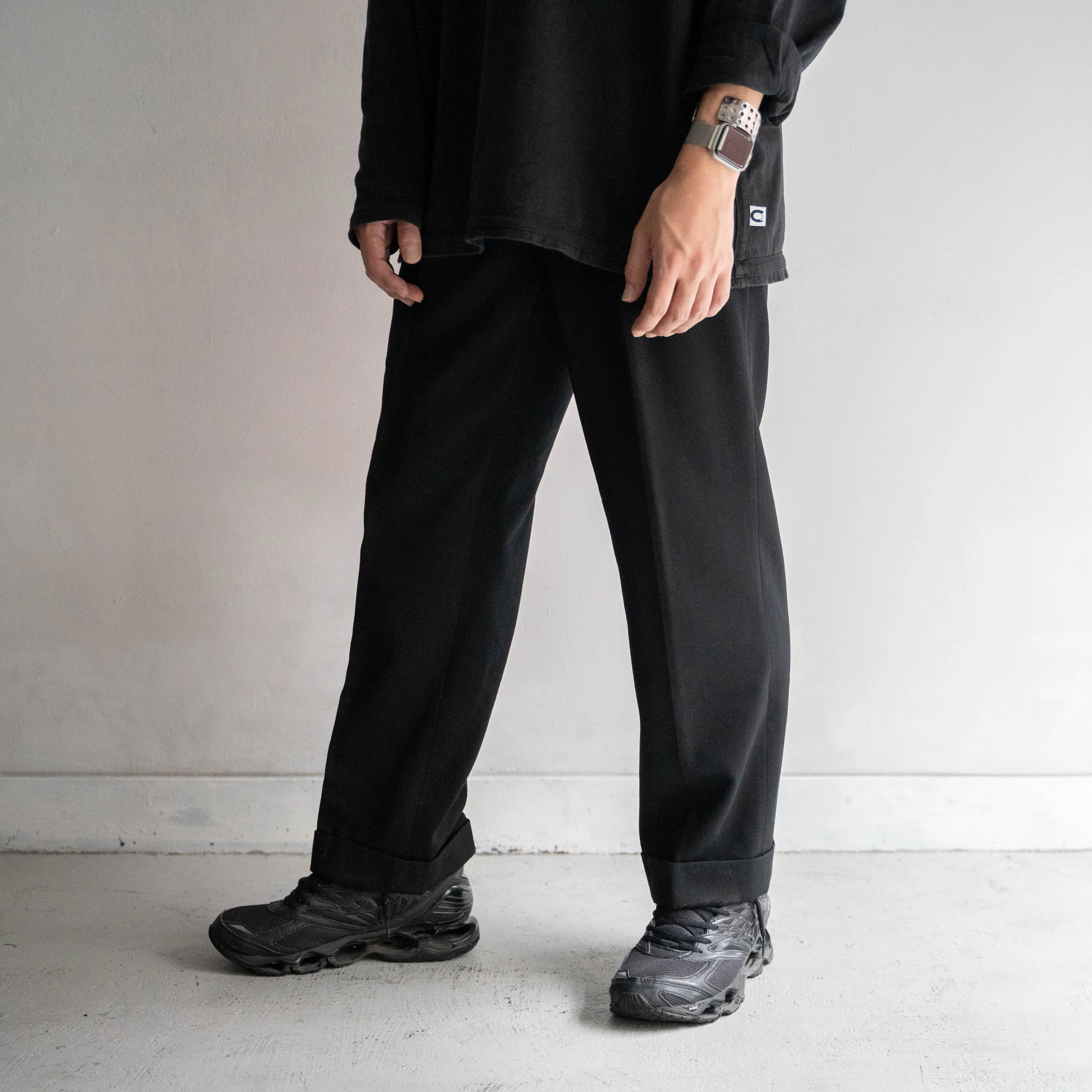 1980s Japan vintage black wool slacks -middle weight