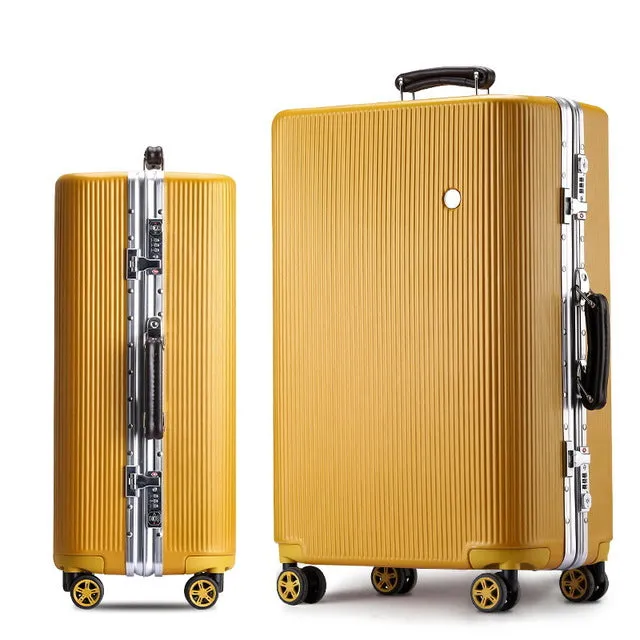 20 "24" 26 "28" White Silver Pink Gold Black Aluminum Frame And Pc Travel Trolley Case Hardside