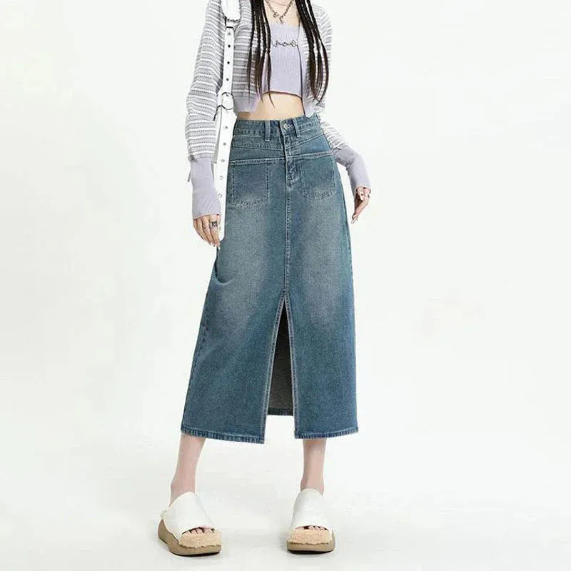 2024 New High Waisted Small Package Hip Half-Body Skirt Jeans