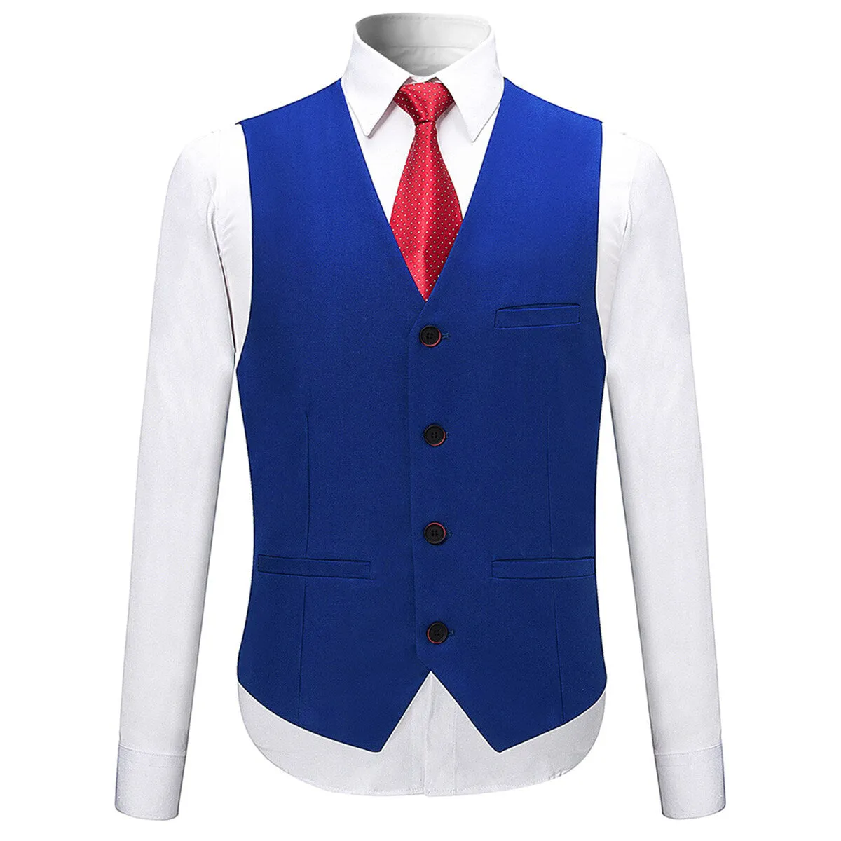 3-Piece Slim Fit Solid Color Jacket Smart Wedding Formal Suit Blue