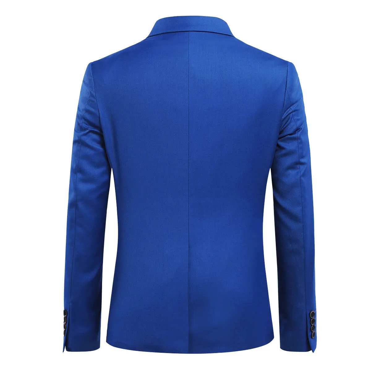 3-Piece Slim Fit Solid Color Jacket Smart Wedding Formal Suit Blue