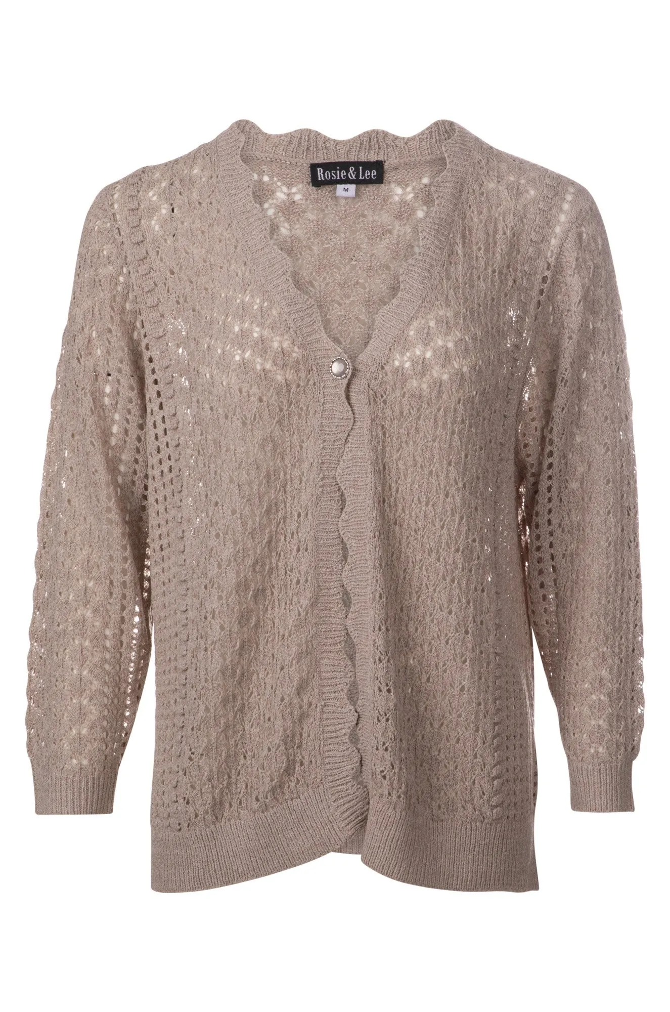 3/4 sleeve Lace Knit Cardigan | SAND | 7311A1