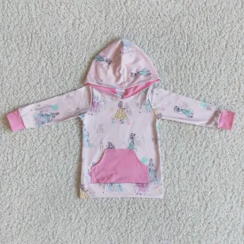 6 A11-22 girl pink princess long sleeve hoodies top