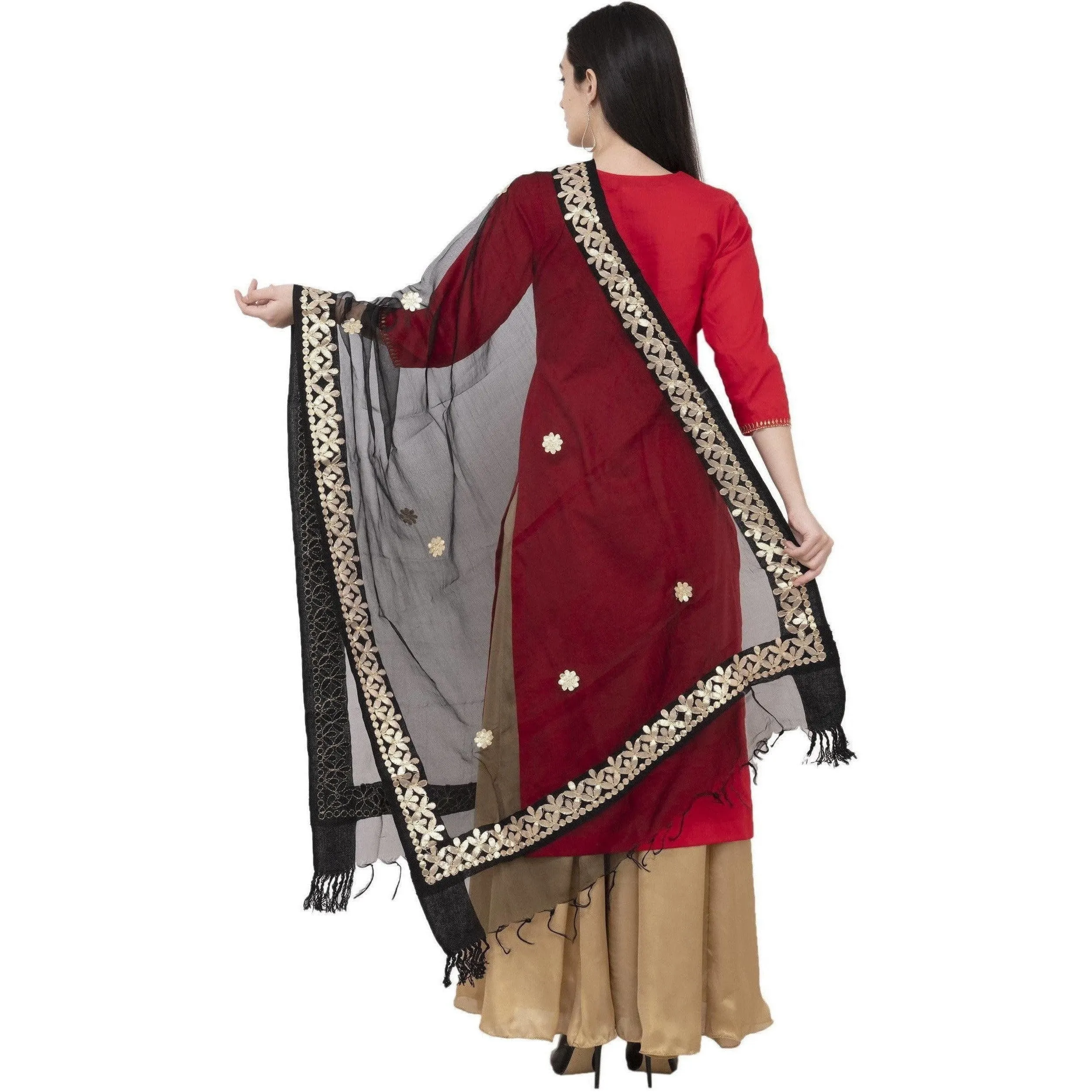 A R Silk Orgenza Gota Patti Fancy Dupatta Color Black Dupatta or Chunni