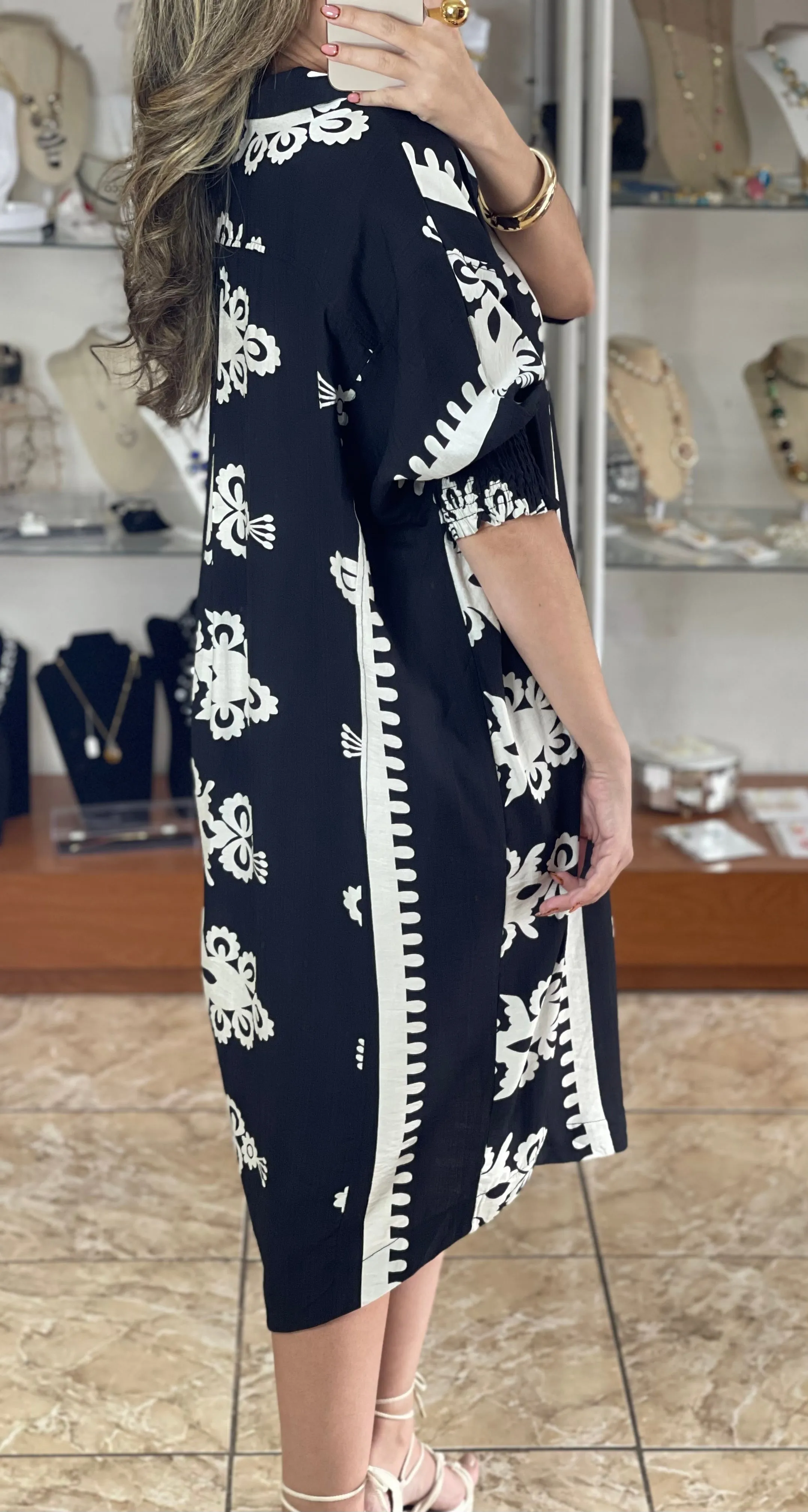 Abstract Print Midi Dress