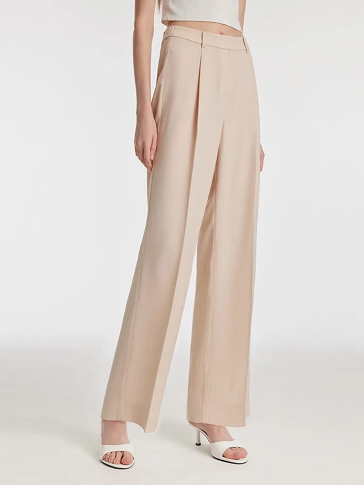 Acetate Full Length Straight Women Pants