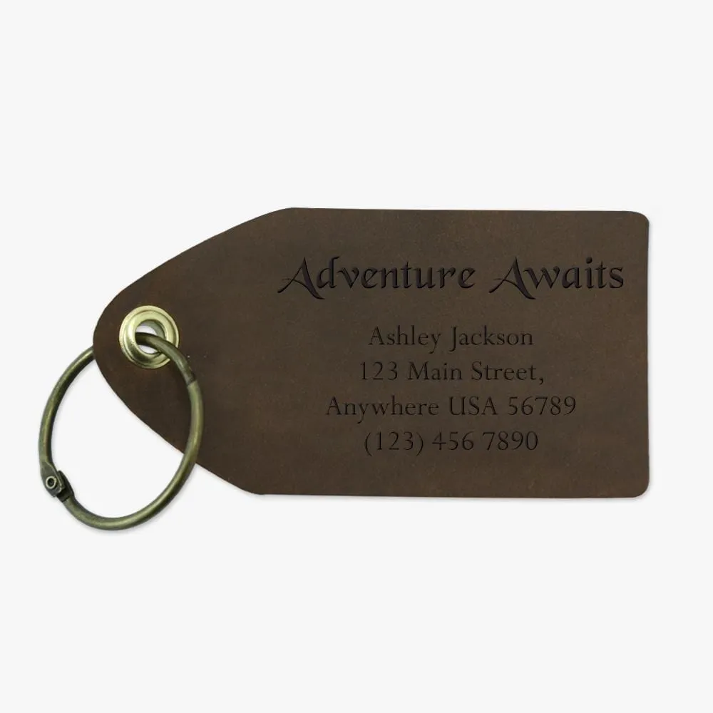 Adventure Awaits Custom Leather Luggage Tag