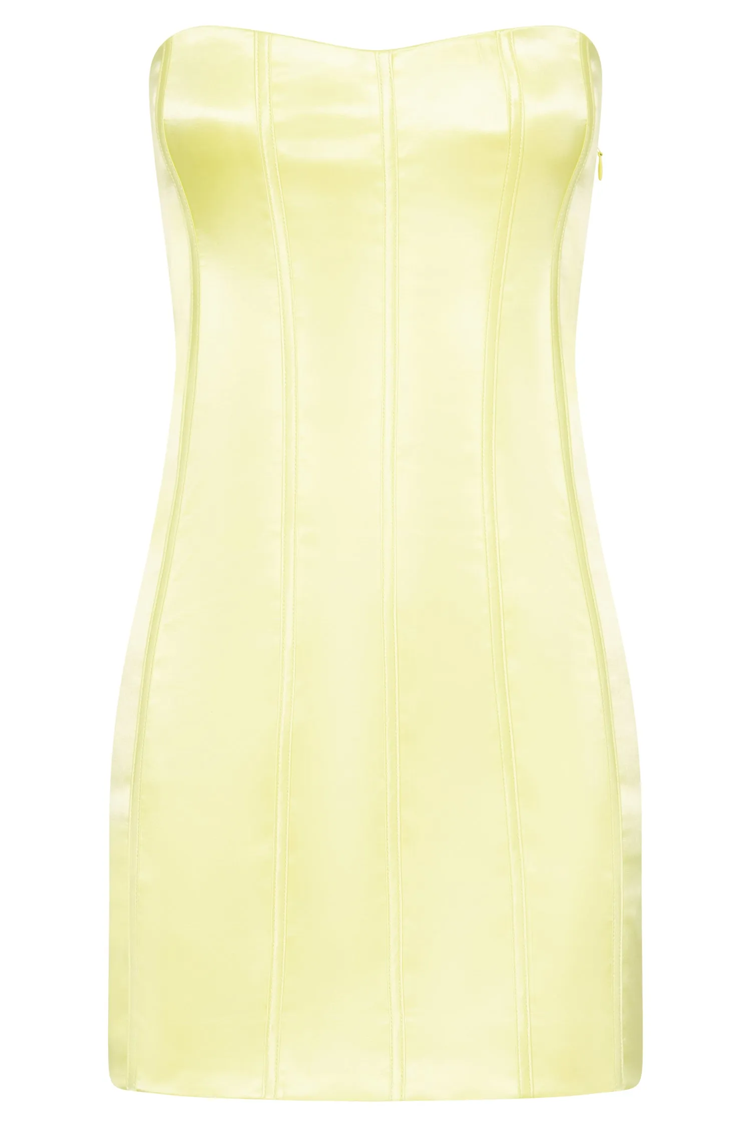 Amaya Lace Up Corset Mini Dress - Lemon