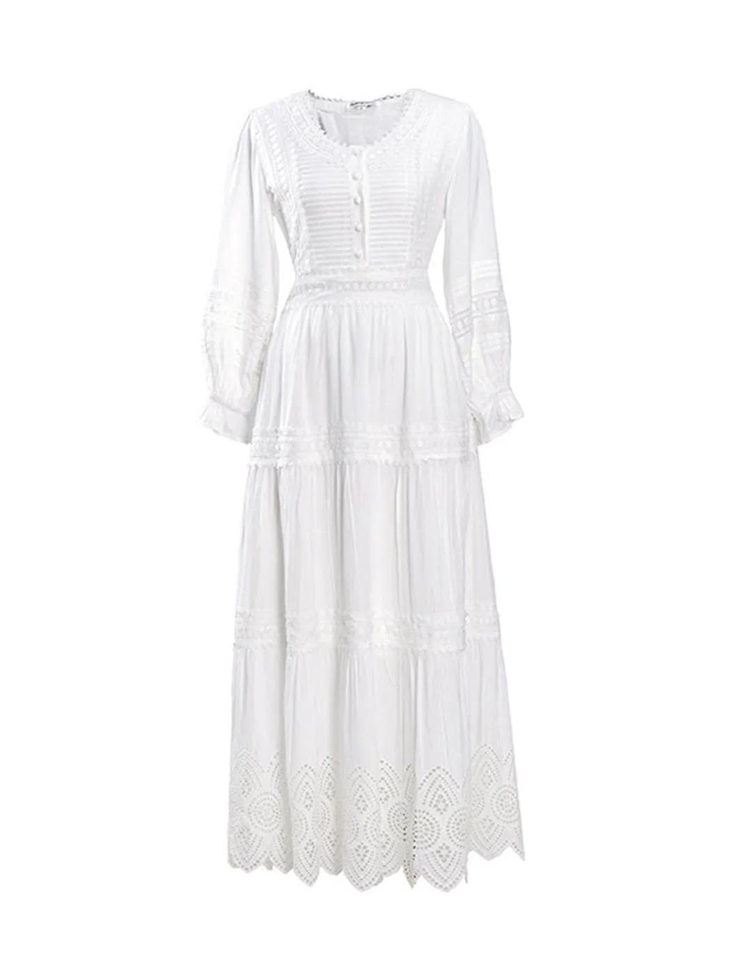 Annie's Eyelet Lace White Dress, Cotton