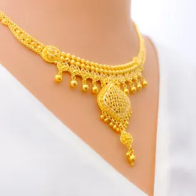 Attractive Dangling Tassel 22k Gold Necklace Set