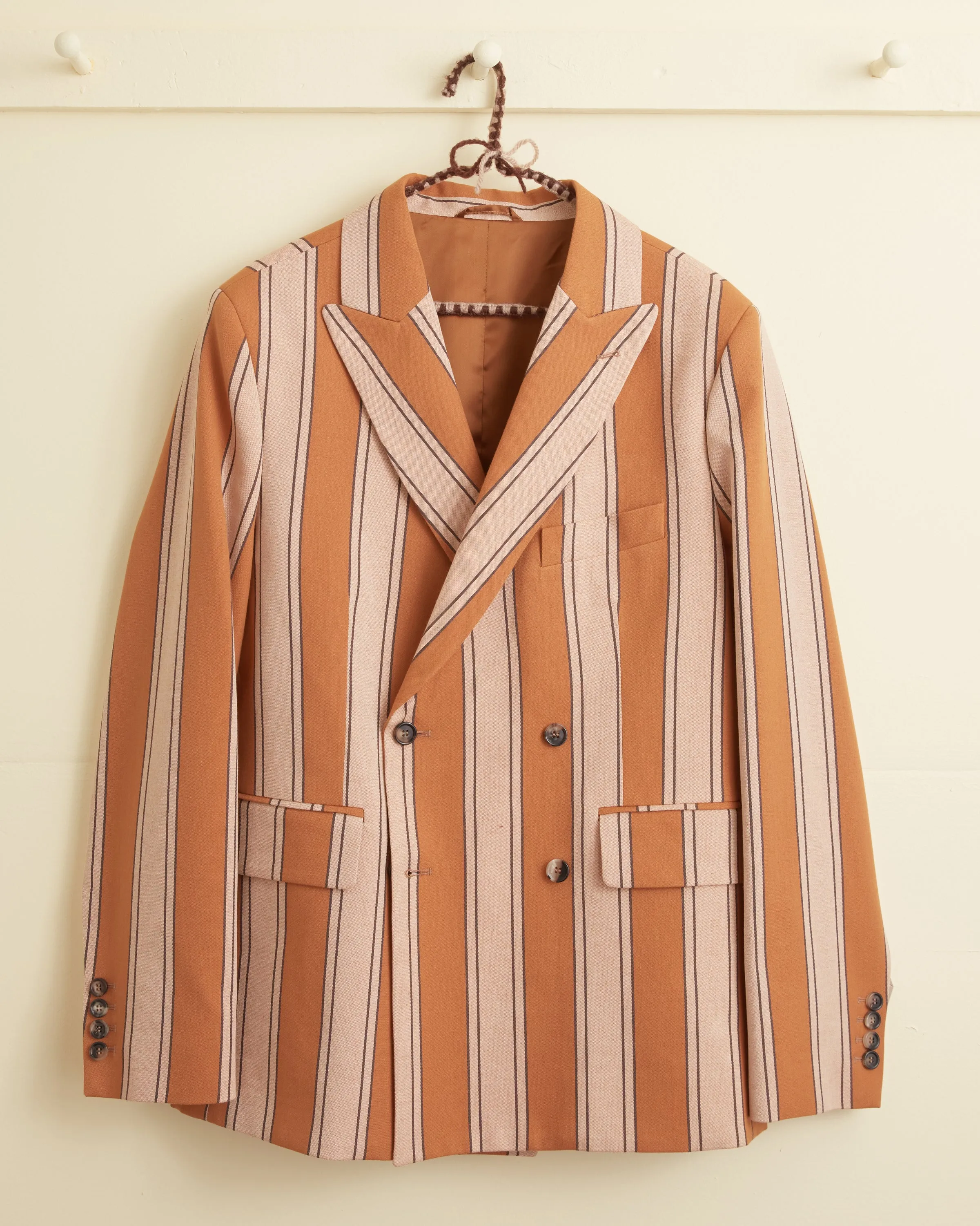 Awning Stripe Double-Breasted Suit Jacket