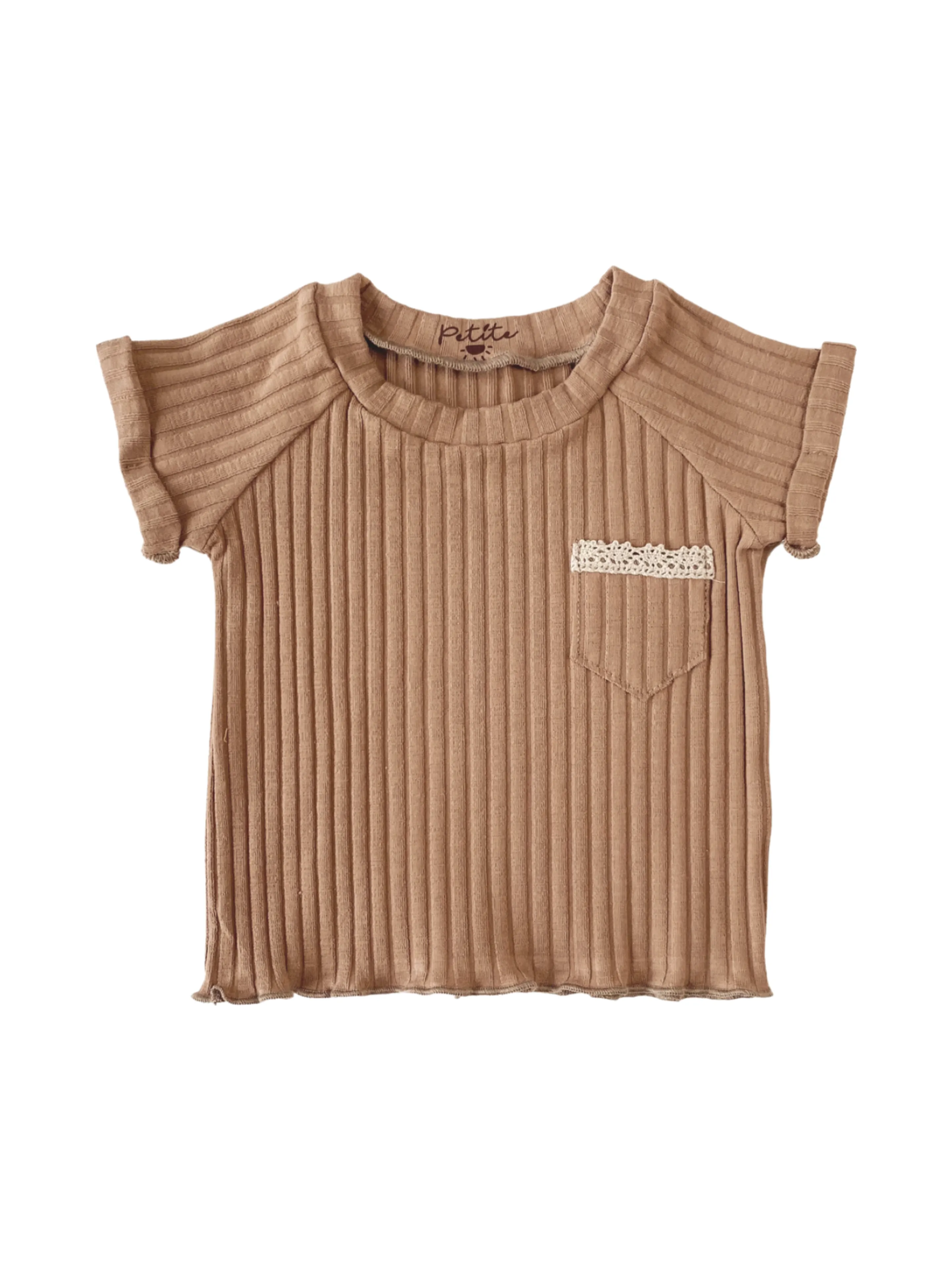 Baby cotton t-shirt / wide ribbed - earth tones