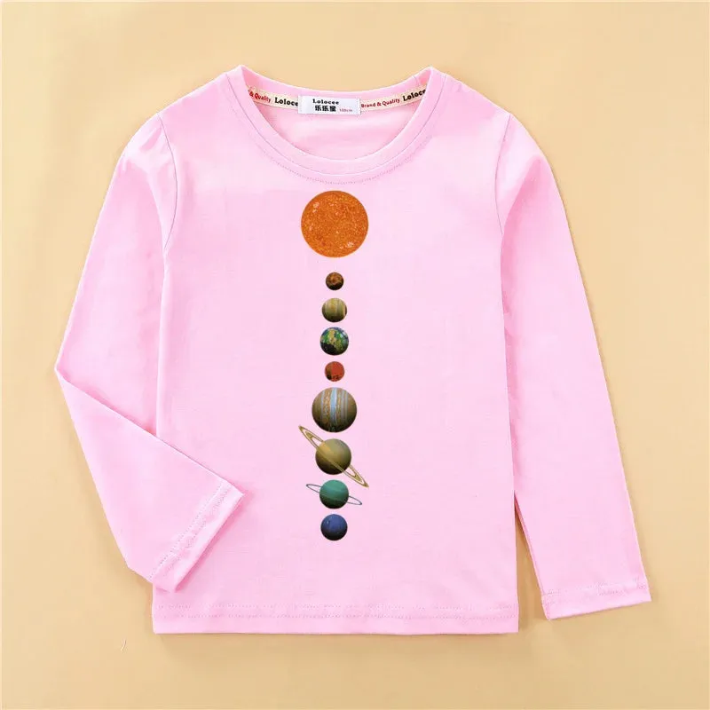 Baby Girl Summer Solar System 3-14T Space Tees