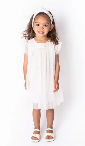 Baby Girl's White Shimmery Pinafore Dress