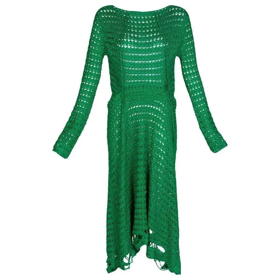 BALENCIAGA Green Crochet Dress | Size EU 40 - US 10