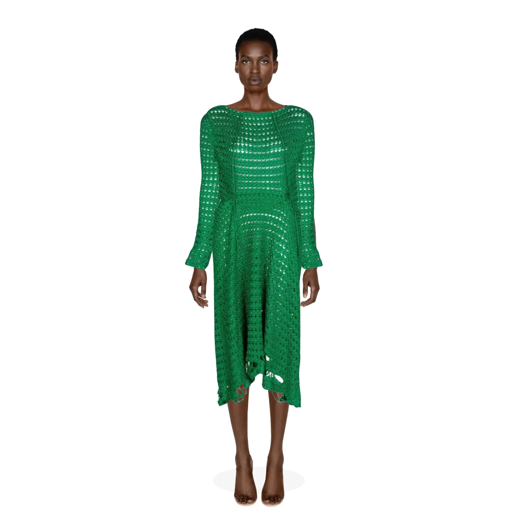 BALENCIAGA Green Crochet Dress | Size EU 40 - US 10