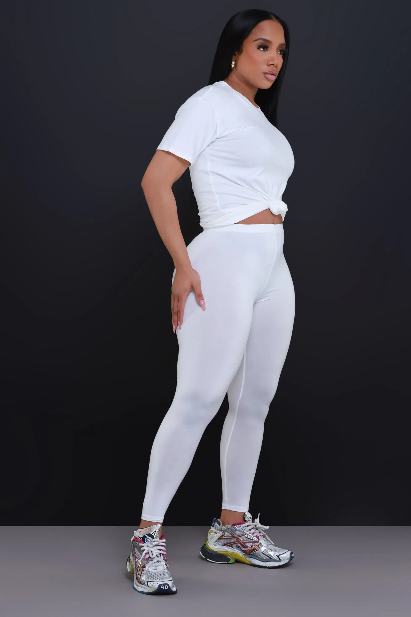 Be Great Short Sleeve Legging Set - White