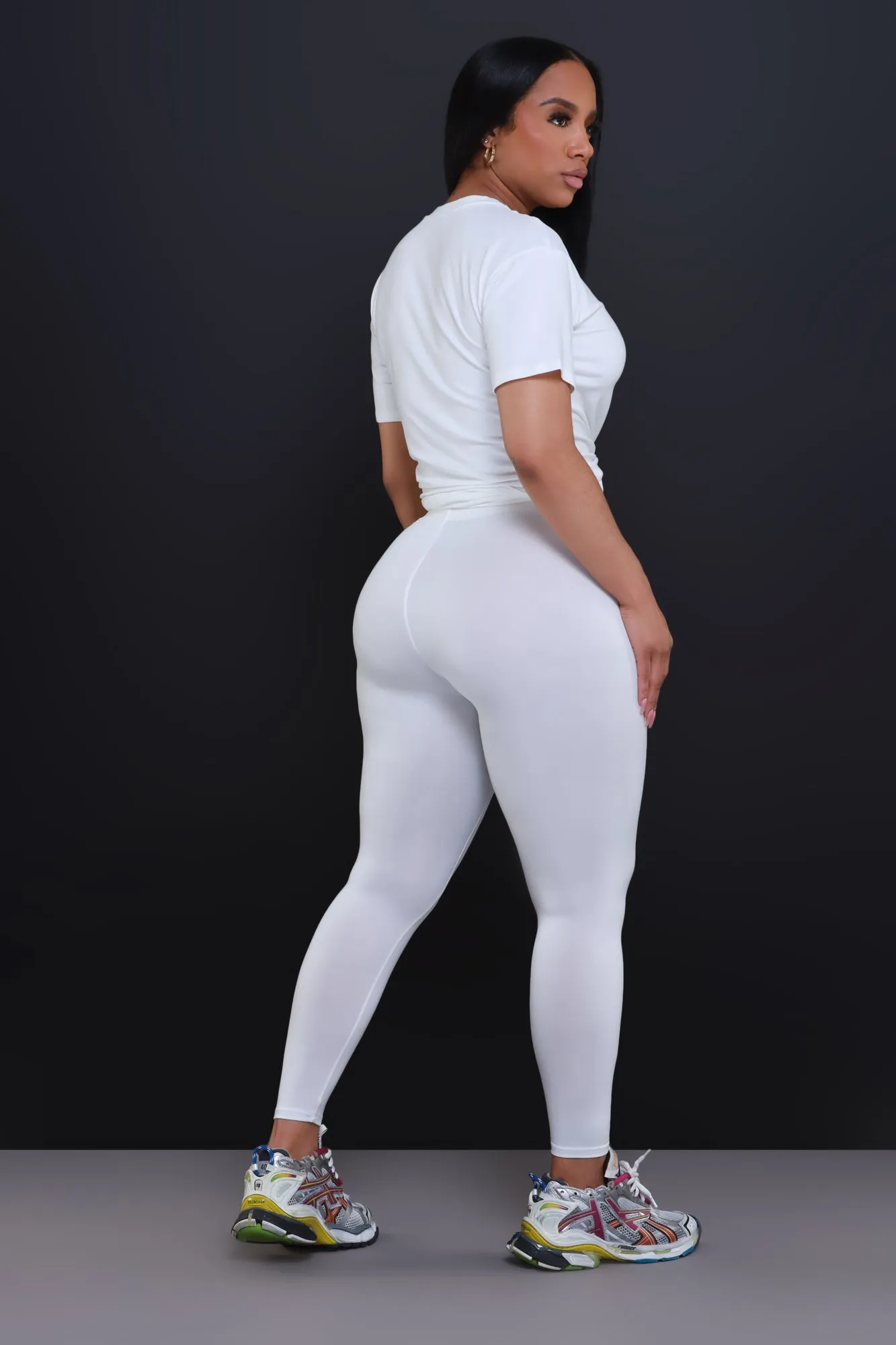 Be Great Short Sleeve Legging Set - White