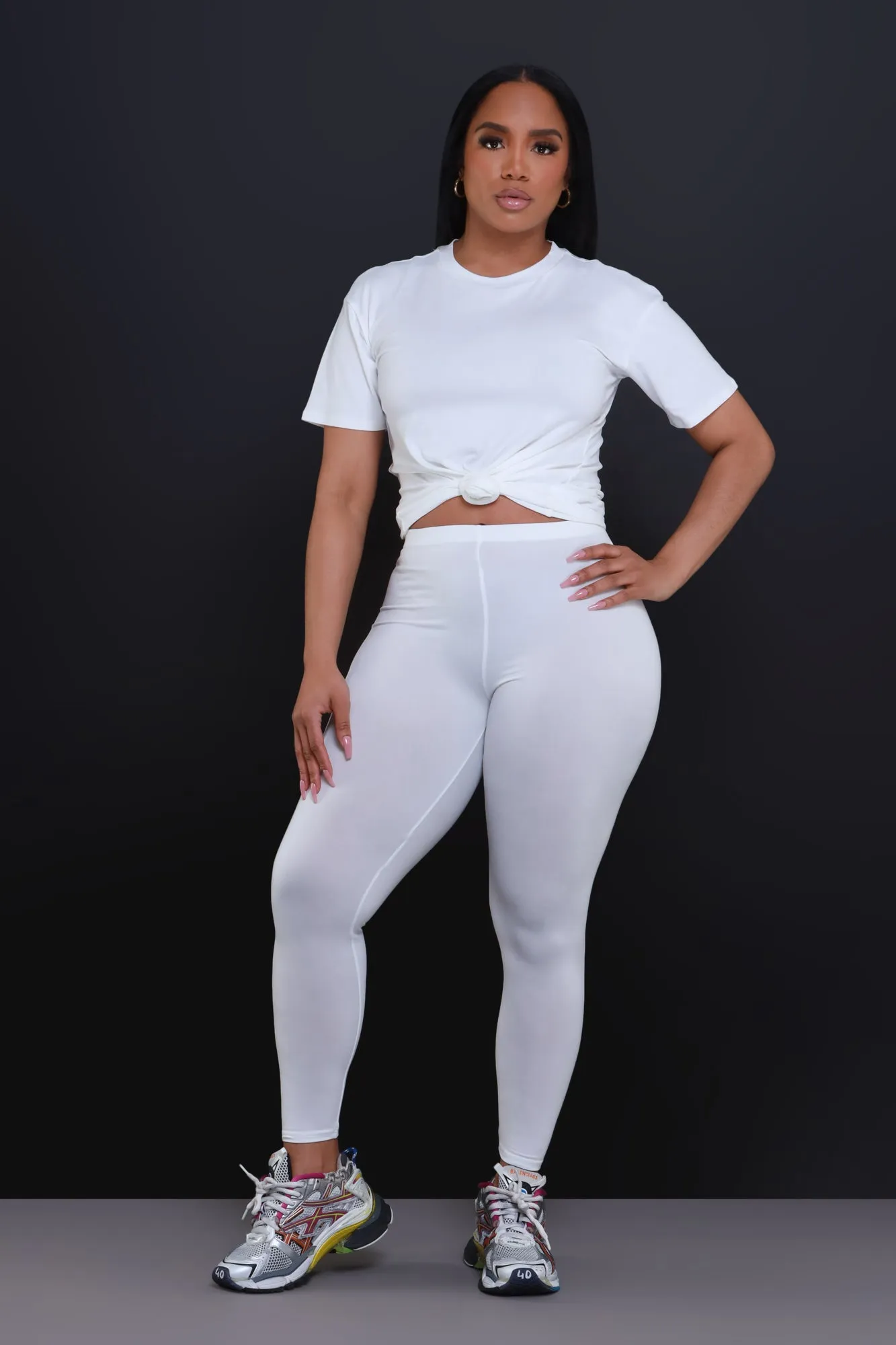 Be Great Short Sleeve Legging Set - White