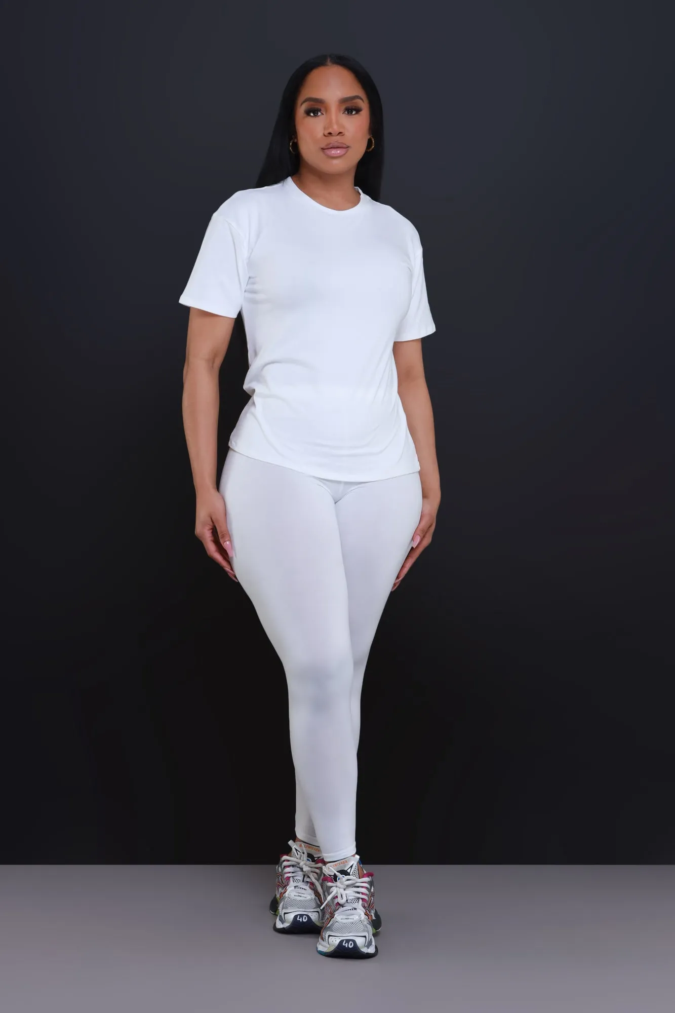 Be Great Short Sleeve Legging Set - White