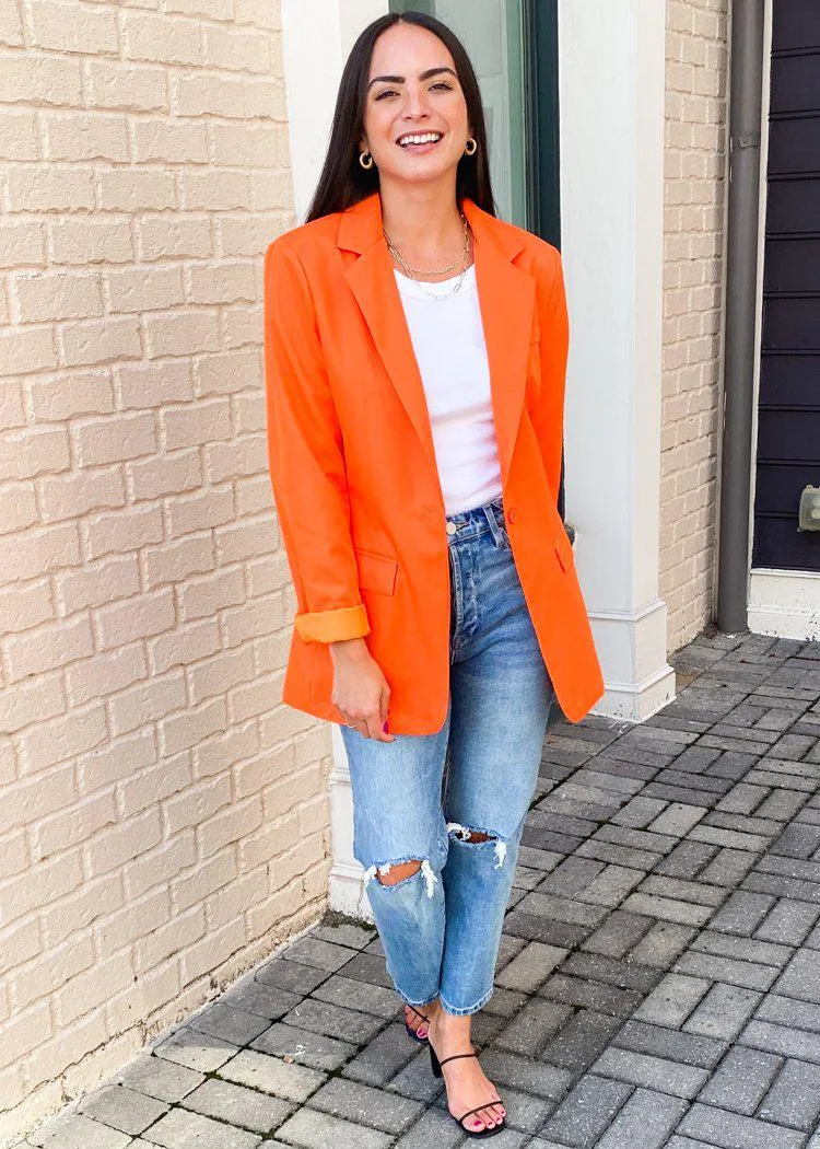 Beckette Boyfriend Blazer- Orange-***FINAL SALE***