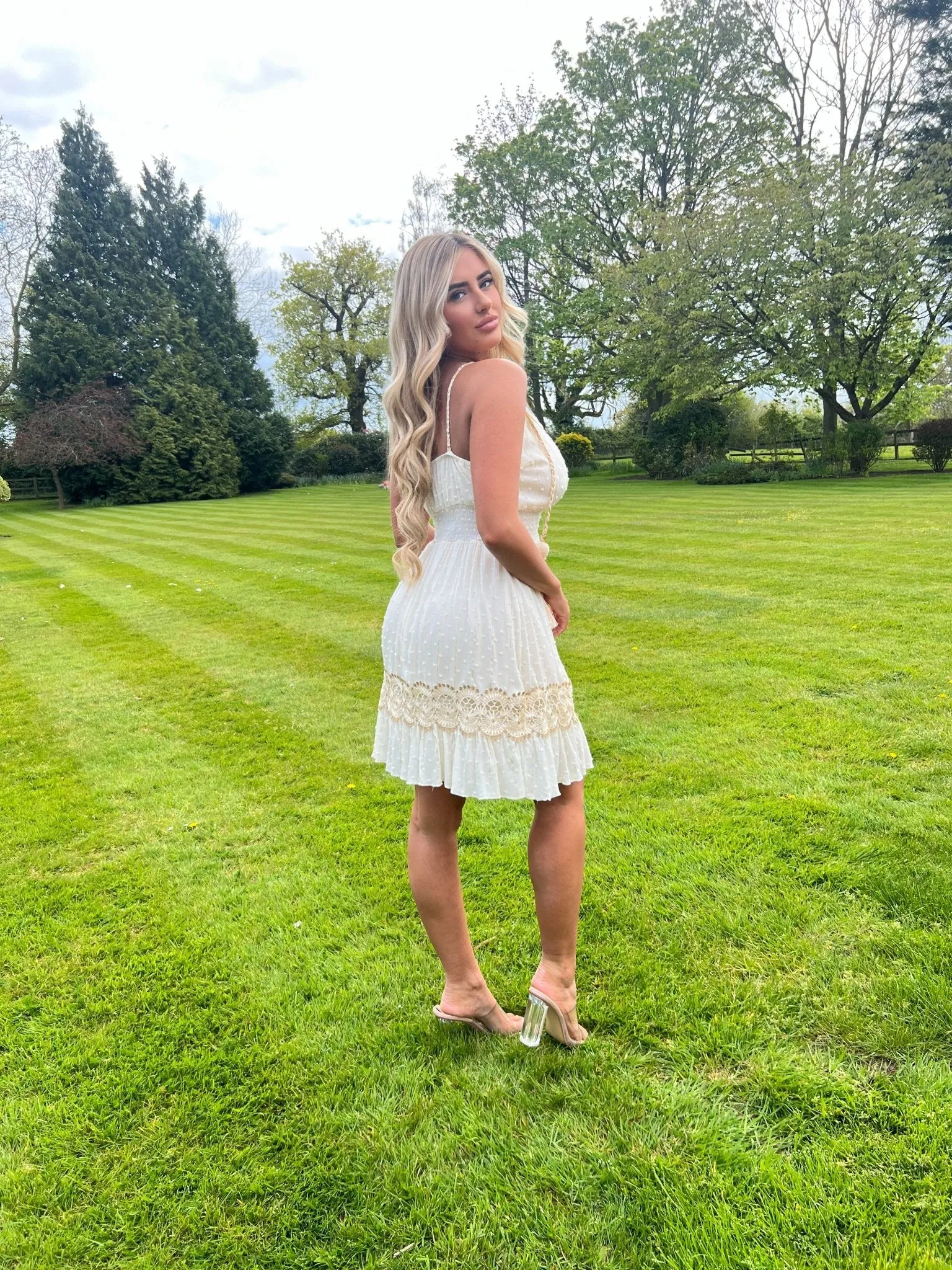 Beige Boho Crossover Summer Dress