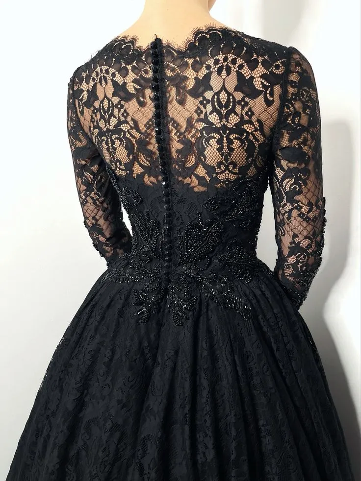 Black Gothic Embellished Beaded Lace Corset Wedding Dress Alternative Bride Sparkly Prom Dress,DP698