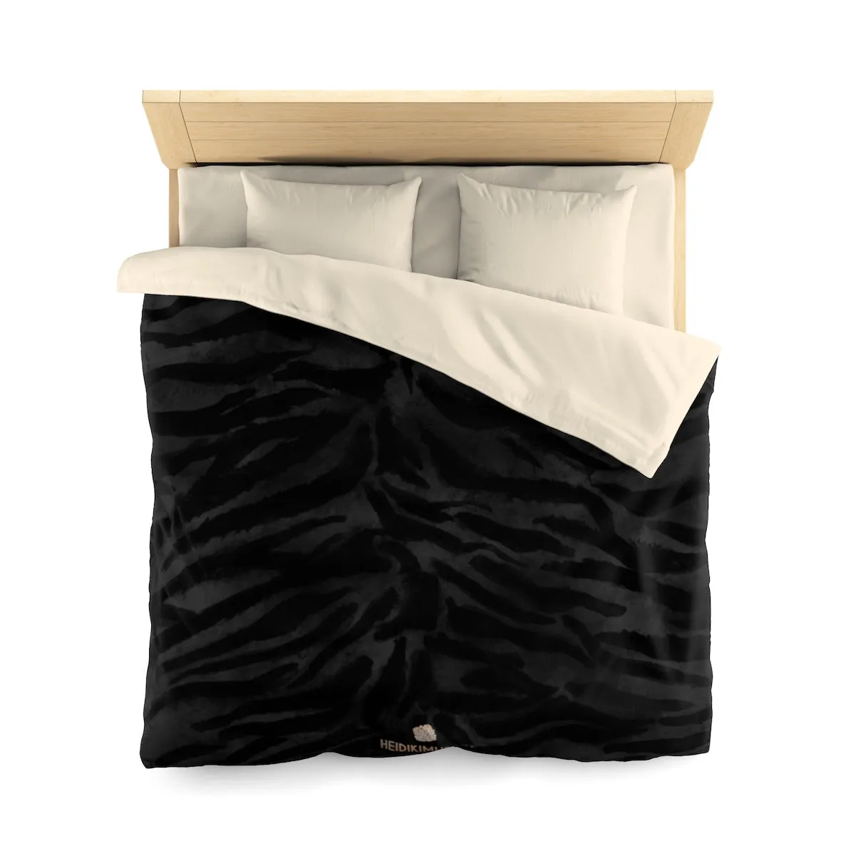 Black Tiger Stripe Duvet Cover, Tiger Print Queen/Twin Size Microfiber Cover-Made in USA