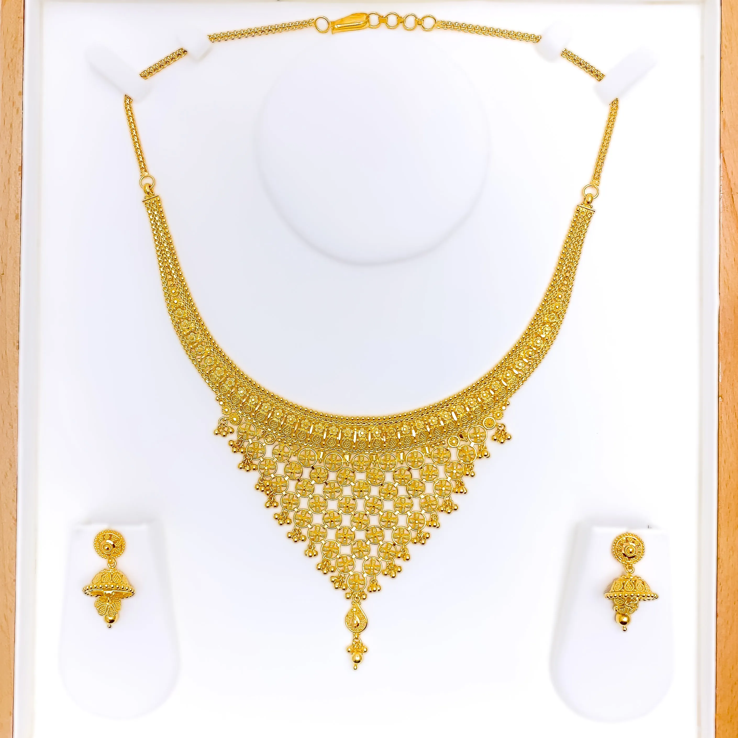 Blooming Netted Floral 22k Gold Necklace Set