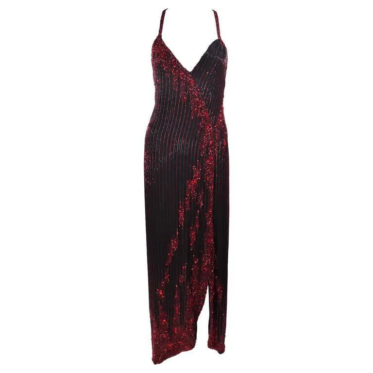 Bob Mackie Beaded Black & Red Gown | US 8