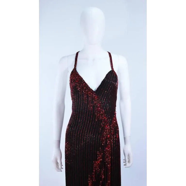 Bob Mackie Beaded Black & Red Gown | US 8