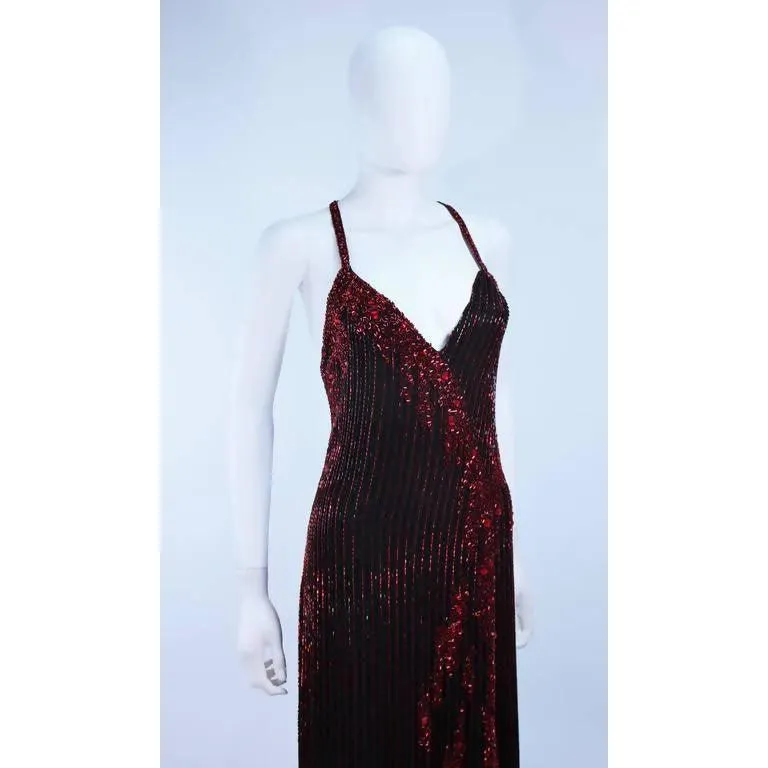 Bob Mackie Beaded Black & Red Gown | US 8