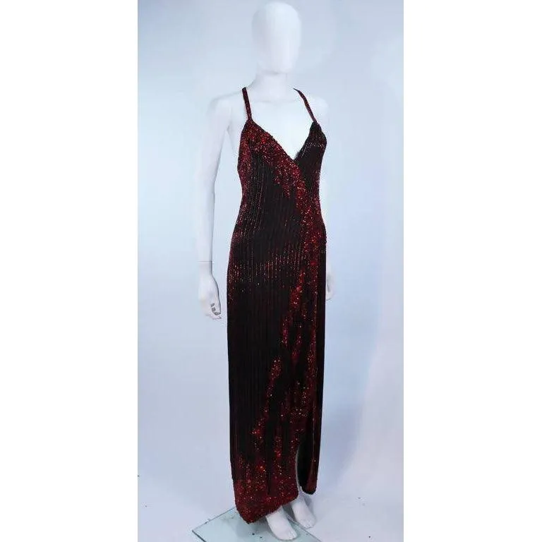 Bob Mackie Beaded Black & Red Gown | US 8