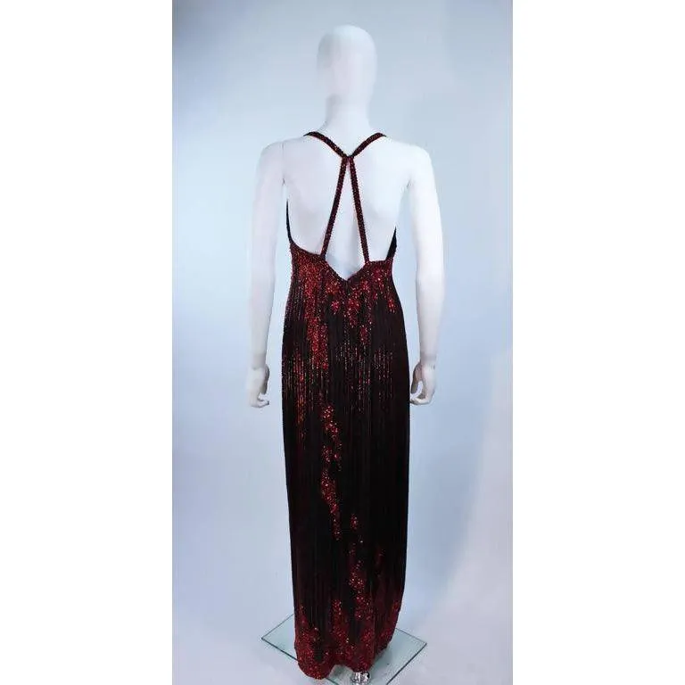 Bob Mackie Beaded Black & Red Gown | US 8