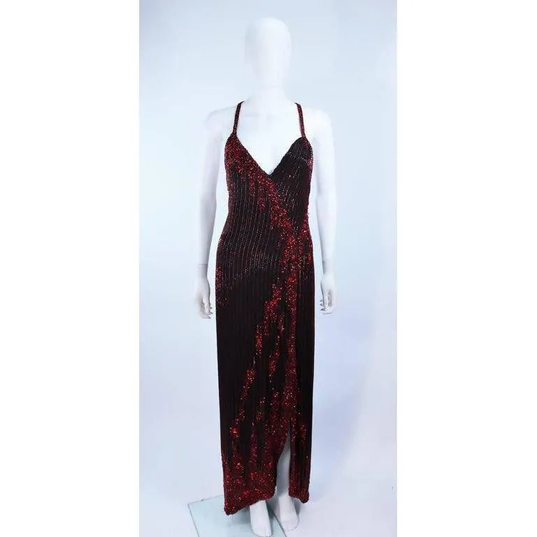 Bob Mackie Beaded Black & Red Gown | US 8