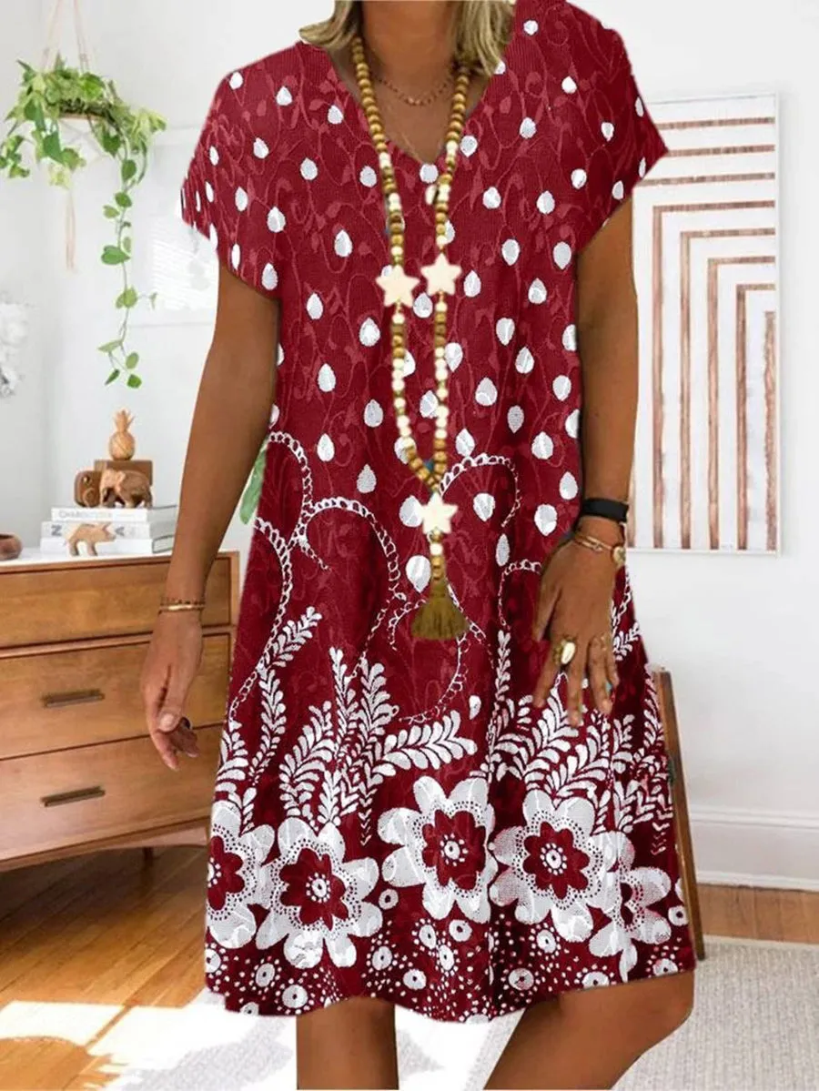 Boho A-Line Tribal Casual Short Sleeve Dresses